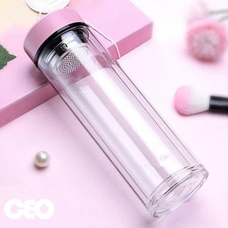 [هدية] كوب معزول بطبقة مزدوجة سعة 350 مل من الزجاج المقسى